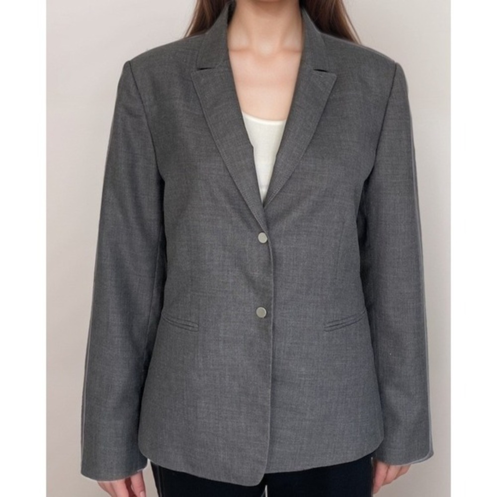2/$30 Tahari Blazer Women Sz 10 Grey Snap Button Office‎ Work Career Formal